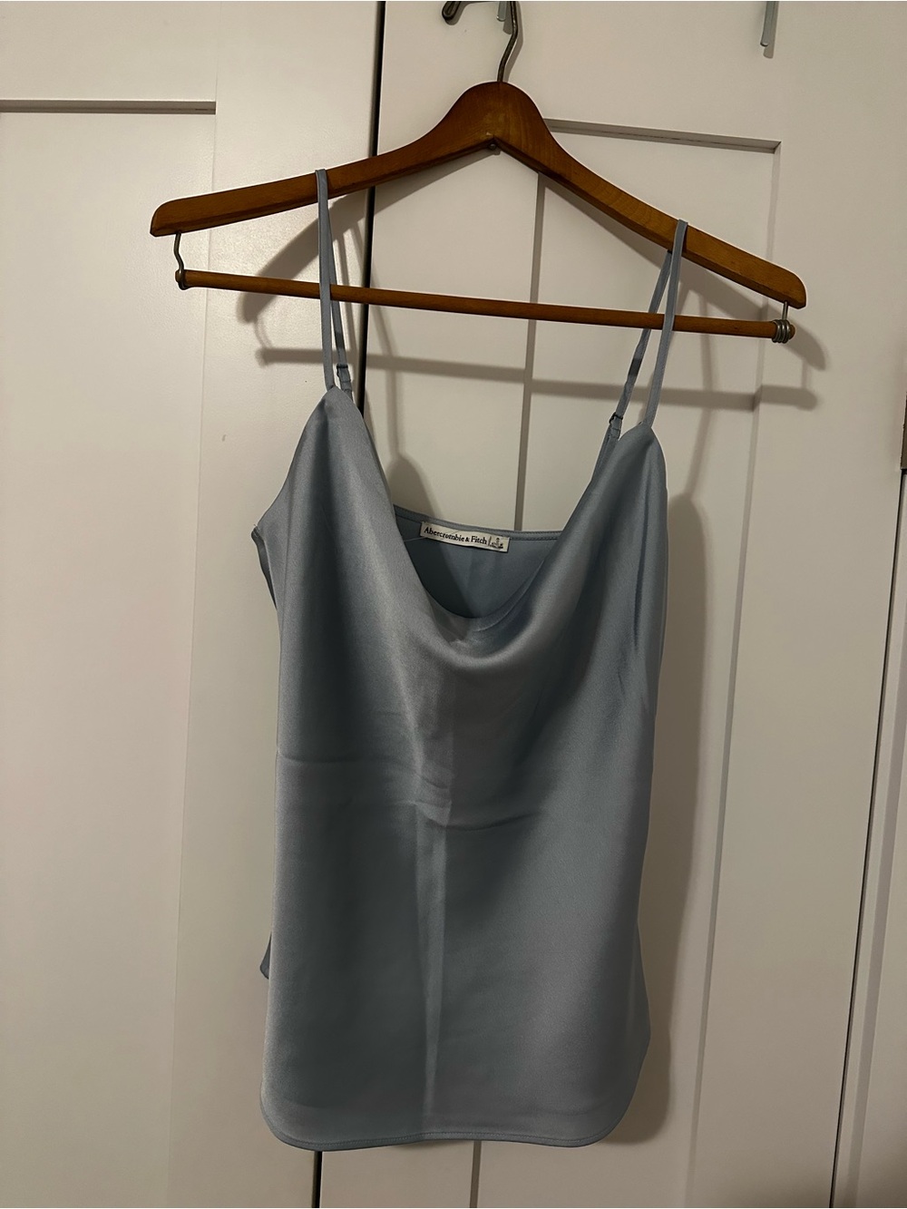 Abercrombie & Fitch Light Blue Satin Cowl Neck Tank Top